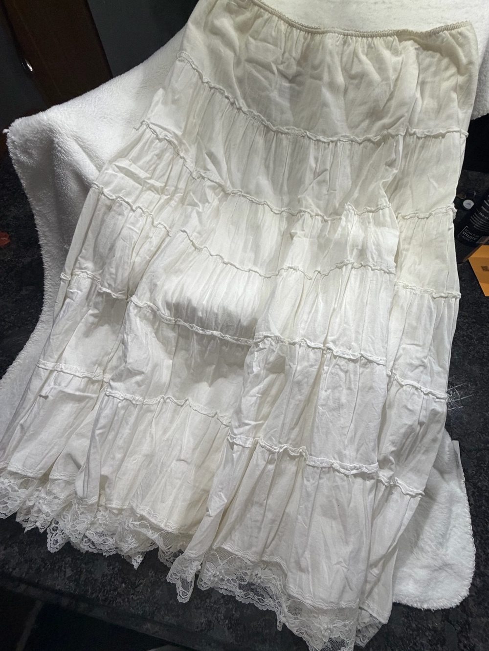 Gadzooks White Tiered Lace Boho Maxi Skirt Medium